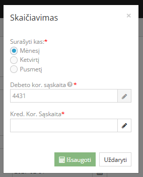 mokėio grafiko automatinis sukūrimas